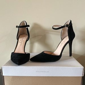 NWT Jessica Simpson Black Suede Carlette High Heel